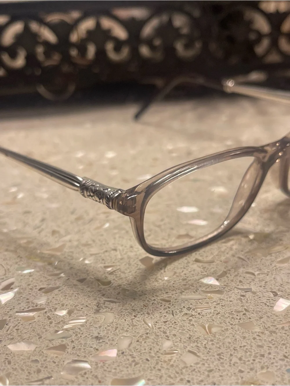 Brighton Silver-Trim Clear Taupe Reading Glasses